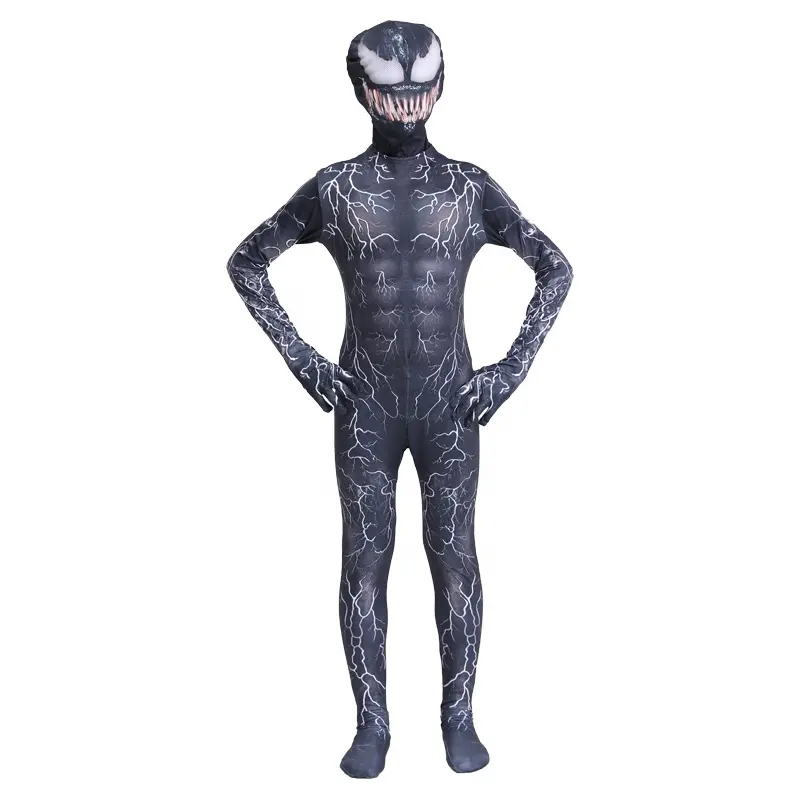 Комбинезон чёрный зентай для взрослых, костюм супергероя из страшного ужаса, костюм Человека-паука для косплея на Хэллоуин, симбиот, Костюм Венома для мальчиков