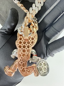 Collana Trendy Hip Hop con Grande Ciondolo a Croce d'Angelo in Ottone Placcato Argento con Ali e Zirconi 5A Iced Out, con Catena Tennis - Product Image 4