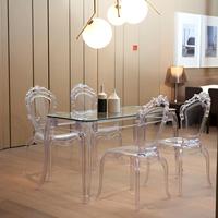 Meubles de salle à manger au design moderne, table à manger en résine époxy, table à manger rectangulaire de luxe en acrylique transparent avec plateau en verre