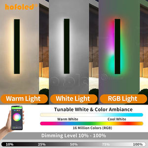 Tira de Luz Lineal Impermeable para Exterior Hofoled de Alto Brillo, Lámpara de Pared Larga de Lujo para Jardín, Aplique de Pared <span class=keywords><strong>RGB</strong></span> para Montaje en Pared - Product Image 4