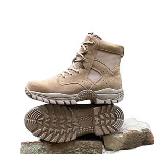 Botas de Combate Marrones de Media Caña con Parches de Cuero, Suela de Goma Impermeable, Tacón Bajo, Resistentes al Desgaste para Exteriores y Desierto - Product Image 1