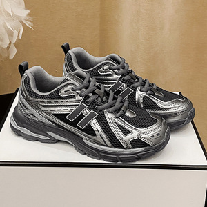 Zapatillas Deportivas <span class=keywords><strong>Xiao</strong></span> Lent Retro con Cordones, Malla Plateada Líquida, Transpirables, con Suela Gruesa de Goma, para Hombre y Mujer, Tendencia de Moda - Product Image 4