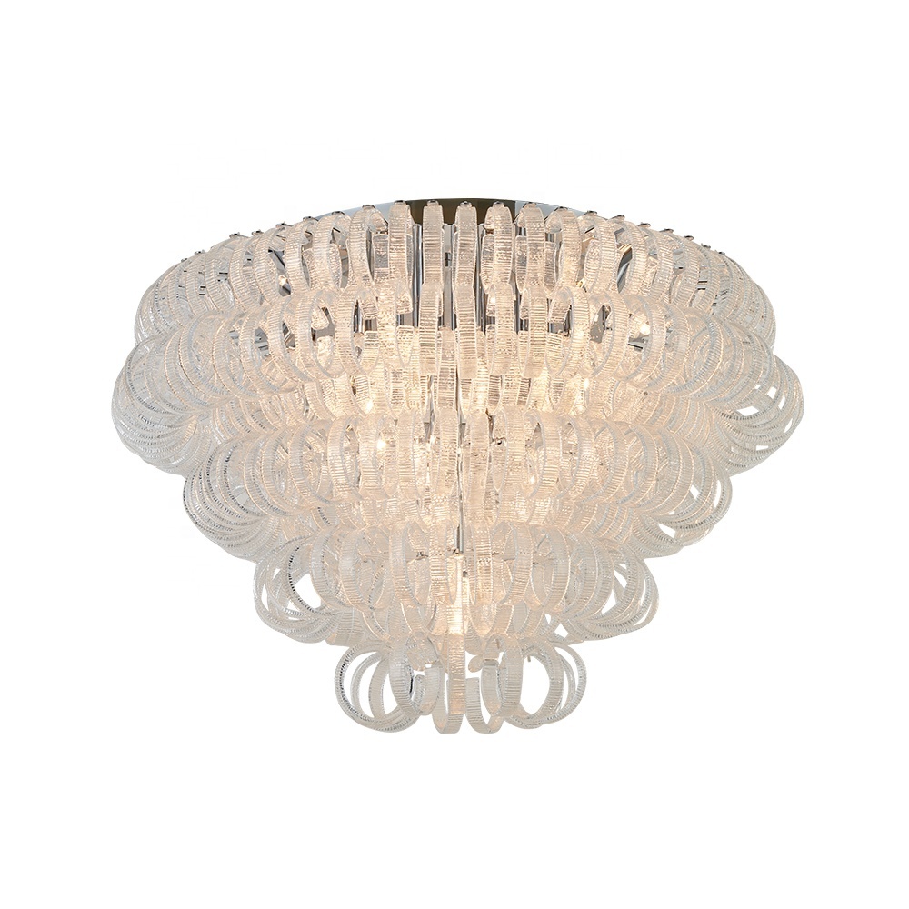 Luxury Handmade Glass Ceiling Light Surface Mounted Round Post-modern Lamp for Living Room Simple Atmosphere Ceiling Light