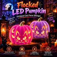 Beflocktes LED-Halloween-Kürbislicht mit Katzengesicht-Design, Batteriebetrieben, für Innen- und Außendekoration, OEM ODM Anpassbar