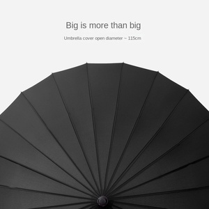Paraguas protector de lluvia Negro Grande <span class=keywords><strong>antiviento</strong></span> doble de 24 huesos, mango recto largo, regalo de negocios moderno, publicidad reforzada - Product Image 3