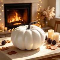 Promotion : Citrouille Artificielle Blanche Mate en Mousse avec Tige Courbe Style Vintage – Décoration de Table pour Thanksgiving, Halloween et Ferme Rustique