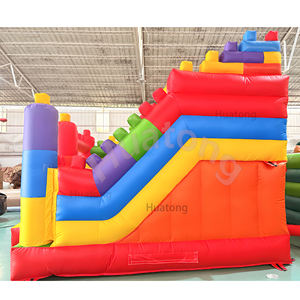Château gonflable commercial personnalisé coloré avec toboggan et blocs de construction pour fêtes d'enfants - Product Image 6