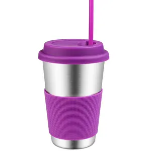 Kupresso Kids Sublimation Colored Lid Sippy Cup Tumbler, Assorted Colors, 12 oz Red/Purple