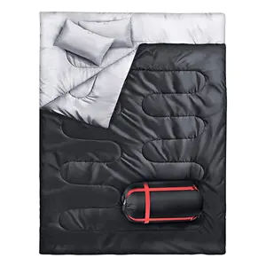Sac de couchage de camping toutes saisons direct usine sac à dos double sacs de couchage avec oreiller
