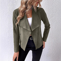 Blazer court en daim à col rabattu avec fermeture éclair tendance 2025, manteau trench luxueux coupe-vent pour femmes
