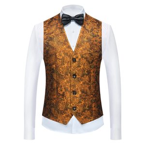 Completo Smoking da Uomo 3 Pezzi Vestibilità Regolare con Motivo Floreale Giacca Blazer Gilet Pantaloni Set Completo da Uomo per Matrimonio - Product Image 3