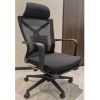 Chaise de bureau ergonomique noire à dossier haut en maille de haute qualité avec support lombaire réglable et pivotante pour ordinateur