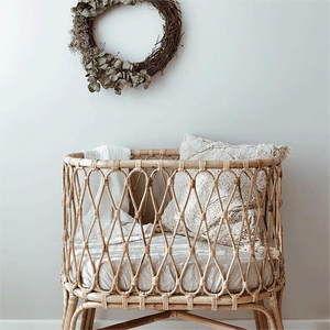 Mây đan pháp giường em bé mây Bắc Âu dệt cũi trẻ em nhập khẩu tự nhiên mây đan giường em bé cũi trẻ em cũi nhỏ - Product Image 6