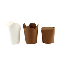 Bol en papier kraft jetable écologique pour restauration rapide, emballage, tasse, bol à salade à emporter avec couvercle