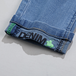 Jeans en denim blanc décontracté pour garçons, coupe droite longue, respirant, résistant à la décoloration, avec détail corde – Vente en gros - Product Image 6