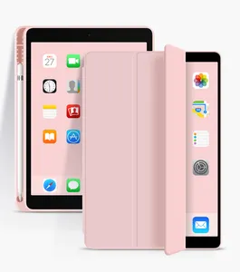 Casing 2019 10.2 Inci dengan Tempat Pensil, Sarung Pelindung Belakang Lunak untuk iPad 10.2 Baru untuk iPad 7 Generasi