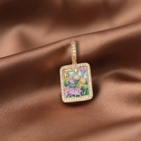 Pendentif Fleur Perle Style Peinture à l'Huile Jardin de Monet pour Femme, Vintage, Élégant, Inaltérable, Accessoire Polyvalent pour Dropshipping