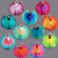 Jupe de danse longue et fluide en mousseline ombrée 720 degrés, dégradé de couleurs, pour la danse folklorique et classique