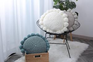 Boho jeté tricot bébé mignon boule de poulpe Crochet fait à la main <span class=keywords><strong>rond</strong></span> <span class=keywords><strong>pompon</strong></span> gland oreiller <span class=keywords><strong>coussin</strong></span> décoration de la maison - Product Image 6