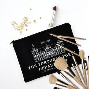 1 pièce Trousse de maquillage de voyage extra large en toile de coton personnalisée avec motif The Tortured Poets Department, à fermeture éclair, écologique et durable - Product Image 4