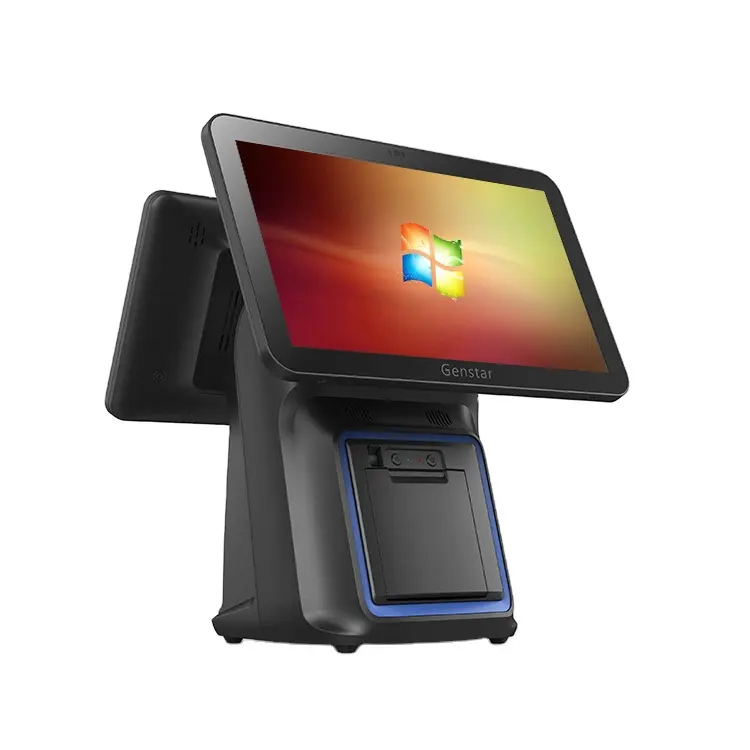 Dual Touch Screen Programmable All In One POS Terminal with Built-in printer Cash Register For Restaurant