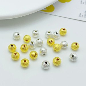 Frosted Round <b>Beads</b> 18K Gold Plated Copper Spacer <b>Beads</b> <b>For</b> <b>Bracelet</b> Making - Product Image 1