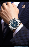 Montre chronographe à quartz pour homme POEDAGAR 892, grand cadran, plusieurs sous-cadrans, montre sport pour homme, bracelet en acier inoxydable, 3 couleurs disponibles