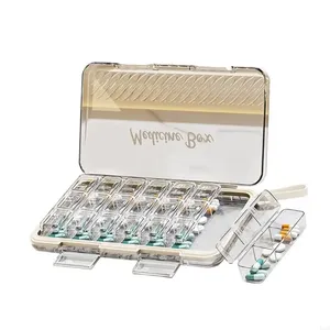 Caja Rectangular Transparente para Pastillas de PC, 7 Días, 21 Compartimentos, Transportable, con Tapa Segura, para Vitaminas Diarias - Product Image 1