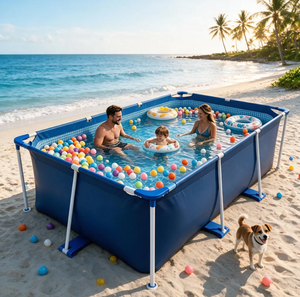 Grande piscine hors sol portable avec pompe à filtre à sable pour jardin et divertissement familial - Product Image 1