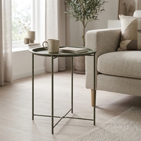 Table d'appoint ronde en métal, table à plateau, table d'appoint avec structure en métal, table à thé pour salon