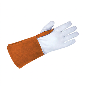 Heavy Duty <b>Leather</b> Work <b>Gloves</b> with Long Gauntlet Cuff for Welding Cow Grain <b>Leather</b> Welding Safety <b>Gloves</b> with Long Split - Product Image 6