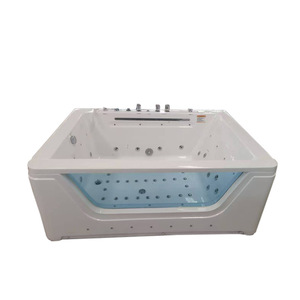 <span class=keywords><strong>Baignoire</strong></span> double autoportante moderne pour deux adultes avec dossier <span class=keywords><strong>ergonomique</strong></span>, <span class=keywords><strong>baignoire</strong></span> en acrylique, surface facile à nettoyer, spa à domicile - Product Image 5