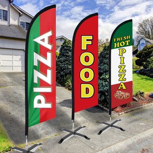 Bandera Publicitaria Personalizada con Impresión Digital para Negocios, Bandera de Poliéster Tipo Swooper para <span class=keywords><strong>Restaurante</strong></span>, Tienda de Pizza, Bandera de Playa sin Asta - Product Image 4