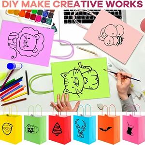 Fashion Colored <b>Paper</b> <b>Bag</b> DIY Drawing Party <b>Gift</b> <b>Bags</b> With Handle for Kids Party Accept Custom Logo - Product Image 4
