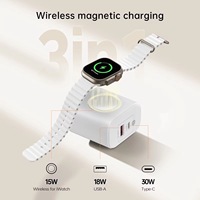 Nouvelle conception, chargeur mural magnétique rapide 3 en 1 pour téléphone intelligent, chargeur sans fil PD 3.0 QC USB Type C pour téléphone portable