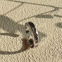 Bague en argent 925 pour filles, style traditionnel, avec incrustation de texte, surface lisse, symbole sacré, purification énergétique