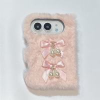 Coque de téléphone pliable 2026 pour iPhone 18 Duo, en peluche douce et chaude 3D, motif mignon, cadeau de luxe pour fille
