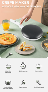 Crêpière électrique domestique 20 cm antiadhésive 650W à chauffage rapide pour rouleaux de printemps, tacos, roti, chapati, pizzas et crêpes - Product Image 6