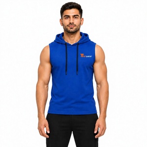 Vente en gros de sweats à capuche de sport pour hommes XS personnalisés, coupe régulière, sans manches, vêtements de musculation ciblés, couleur unie - Product Image 1
