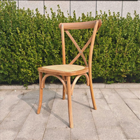 Chaise de salle à manger en bois massif avec dossier croisé confortable pour hôtels, salons, usage intérieur/extérieur