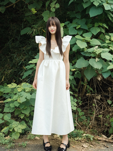 Vestido Vintage Estilo Imperio Francés con Cuello en V y Mangas con Volantes, Vestido de Vacaciones para Mujer, Blanco, Ajustado a la Cintura, Vestido de Novia, Bata de Mañana - Product Image 4