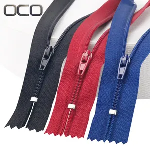 OCO Fabrikbefestigung 3 # Nylon-Spule Reißverschluss benutzerdefinierte Länge für Haus Textilien Kleidung Hosen Jeans schließender Ende Reißverschluss Großhandel