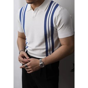 <span class=keywords><strong>Polo</strong></span> en bambou pour homme été 2026 – Coupe ajustée, décontracté, manches courtes, rayures colorées, respirant et rafraîchissant, en maille - Product Image 2