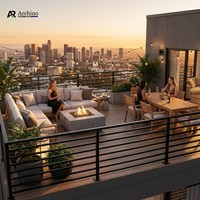 Clôture de balcon verticale moderne en alliage d'aluminium noir, garde-corps à lattes pour villa résidentielle et escalier d'hôtel