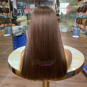 Perruque courte en cheveux humains vierges vietnamiens, 18 pouces, 2x6, fermeture Kim, super double trame, lisse, couleur P4/27, transparente - Product Image 2