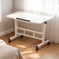 Bureau d'ordinateur mobile réglable et pliable pour la maison, avec roulettes verrouillables, multifonctionnel, en métal, pour chevet, salon ou bureau