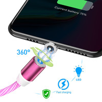 Nieuwe Collectie Led Vloeiende Licht 2.4A Usb Magnetische Oplaadkabel Led Magnetische Kabel