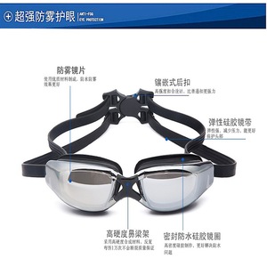 Lunettes de natation avec sangle en silicone hautement élastique, ajustement universel pour adultes, hommes et femmes - Product Image 2