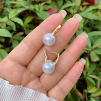 Boucles d'Oreilles en Cuivre et Zircon Plaqué Or 18K, 1 Paire, Élégante, Style Vintage, Géométrique, Forme de Coeur Rond, Incrustation