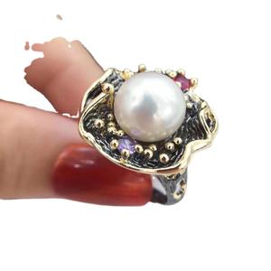 Base para Anillo de Plata S925 con Perlas DIY de 1878, Base para Joyería de Plata de Moda con Perlas Redondas de 8-11 mm, Tamaños 6 mm y 8 mm - Product Image 5